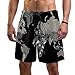 nakw88 Costumi da bagno da uomo con mappa del mondo a punteggio, in scala grigia, con fodera in rete, Multicolore, M Corto