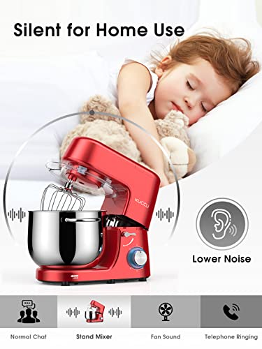 85-QT-Double-Handle-KUCCU-Stand-Mixer-6-Speed-with-Pulse-Electric-Kitchen-Mixer-660W-Tilt-Head-Food-Mixer-with-Dishwasher-Safe-Dough-Hook-Flat-Beater-Whisk-Splash-Guard-for-home-baking-Red