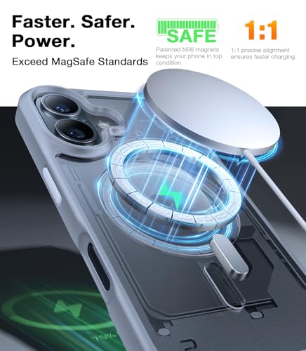 Image of TORRAS Magnetic Shockproof for iPhone 16 Case, Fit for MagSafe, 4X Military Grade Drop Protection Anti-Scratch Protective Hard Back Plastic Slim Phone Case for iPhone 16 6.1 inch,Natural Titanium Grey