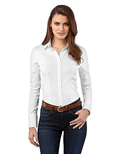 Vincenzo Boretti Camicia-Blusa Donna Elegante, Taglio Aderente/Slim-Fit
