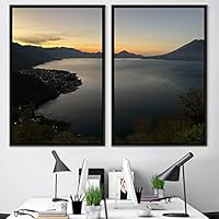 2 Piece Framed Canvas Wall Art Sunset in The Lake Canvas Prints Home Artwork Decoration for Living Room,Bedroom - 16