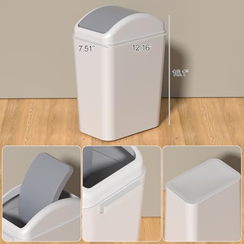 Caneca de basura gris rectangular de 4.5 galones miniatura 2