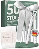 HOCHZEITSHELD Hochzeitsdeko Set mit je 50 Stück Seifenblasen Hochzeit, Autoschleifen-Hochzeit & Freudentränen Taschentüchern - Perfekt fürs Standesamt oder Kirchenauszug, Autoschmuck Deko Auto
