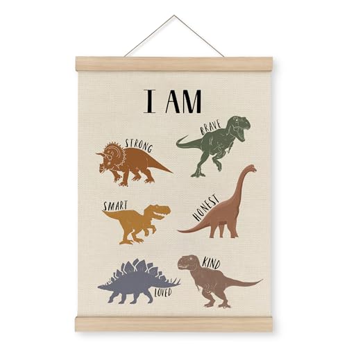 MAQIKA Dinosaur Poster Framed with Wood Hanger, Dino Room Wall Decor for Boys, 12x16