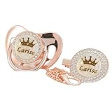 MIYOCAR Personalized Any Name Bling Gold Silver Pacifier and Clip Set 18 Colors