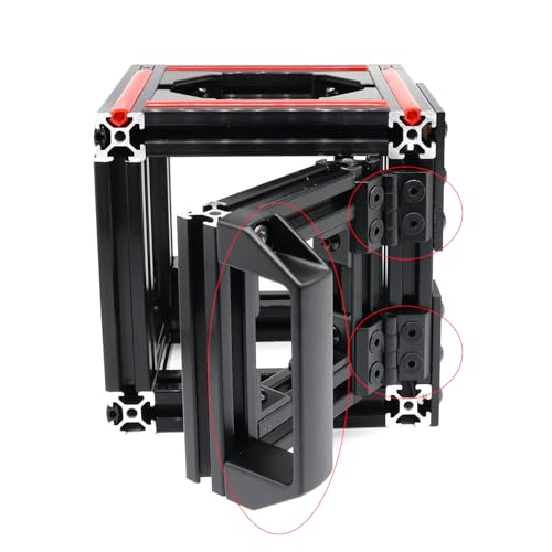 Image of 8Pcs Black 2020 Aluminum Extrusion Pivot Hinge Swivel Degree Angle Bracket and 4Pcs 20 Series Handle with T Slot Nut Bolt Screw Hardware for 20 /20 2040 Extruded Aluminum Profile Connector