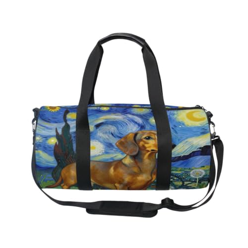 Bolsa de lona de perro salchicha Doxie con diseño artístico original 2
