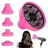 DOVBAN Universal Diffusor Aufsatz,Diffusor Föhn Aufsatz Für Lockiges Oder Welliges Haar,Rosa Silikon Haartrockner Haube,Faltbar,Leicht Zu Transportieren,Ideal Für Reisen Und Salon,Verwenden