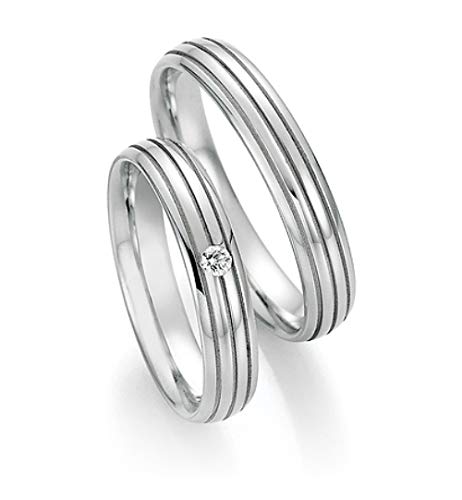 Jewellery Depot Pair of Wedding Rings Partner Rings Engagement Rings Stainless Steel with Diamond + Engraving Request Rings (Pair)