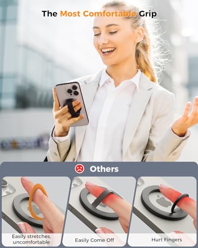 superone for magsafe phone grip for magsafe kickstand compatible with mag safe finger loop 4-in-1 phone ring holder strap for mag safe iphone 171615141312 series black 2025 version