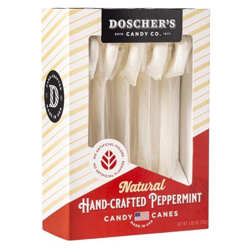 Doscher's Handmade Gourmet All-White Peppermint Candy Canes, 5 Count, Pack of 1