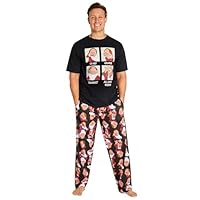 Disney Men Pyjamas Set Nightwear T-Shirt & Bottoms PJs Grumpy Lounge Set for Men and Teenagers S-3XL - Gifts for Him (3XL, Black)