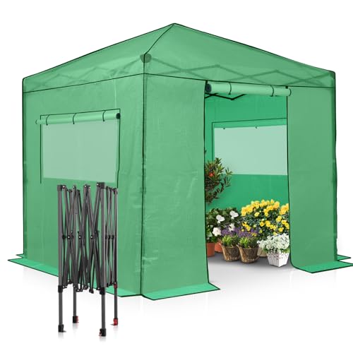 Image of EAGLE PEAK 8x8 Easy Setup Pop Up Greenhouse, Clear /Green