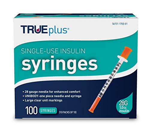TRUEplus - Insulin Syringes 28g 1.0cc 1/2\" (Pack of 100)