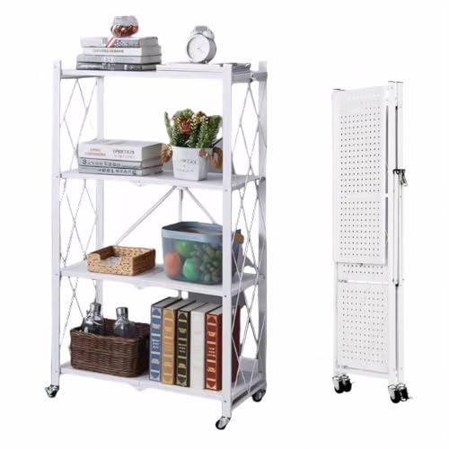 シェルフJoxoilso 折りたたみラック フォールディングラック シェルフラック 金属フレーム スチールフレーム 折りたたみラック オープン収納ラック 収納ラック 防錆加工 大容量 移動簡単 キャスター付き バッフル付き 組立簡単(本体完成品/キャスター
