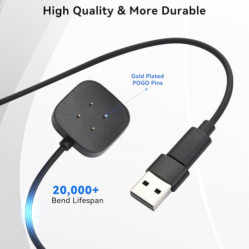 aceyoon 2 stuks USB C oplaadkabel voor Fitbit Versa 3 / Versa 4 / Sense / Sense 2, 1,2 m magnetische oplader voor Google Pixel Watch 2 3 oplader dock voor Fitbit Smartwatch met 2 USB C naar USB - Afbeelding 6