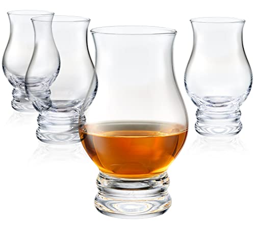 Lamarada Whiskey Glasses Set of 4 - Clear Shot Glasses - Old Fashioned Drinking Glasses Bar Gift Set - Brandy Snifter for Liquor, Scotch, Bourbon, Tequila, Gin, Tonic, Cognac, Vodka, Cocktail, Beer