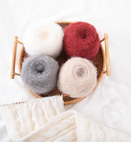 Truevalue 6 Balls Angora Mohair Wool Yarn Soft Fingering Baby Mohair Cashmere Hand Crochet Yarn For Knitting Diy Scarf Sweater Thread Yarn 300G (White) #TOP7