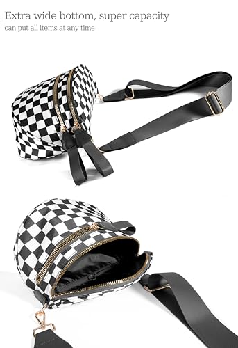 Image of FEIBOON Spacious Checkered Nylon Crossbody Bag Bum Bag Handbags Wallets for Women