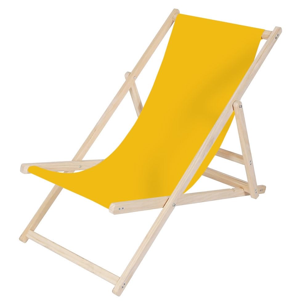 Melko Tumbona plegable de madera para jardín, color amarillo