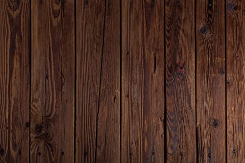 Renaiss 3 x 2 m Vinyl Dark Brown Wood Backdrop Retro Wooden Board Photography Background for Baby Shower Party Decorations Cake Smash Photo Video Shooting Studio Props