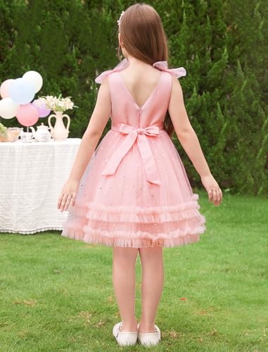 Image of IMEKIS Toddler Kids Girls Sparkle Sequins Tulle Party Dress, Wedding Formal Birthday Tea Party Dresses 2-8T