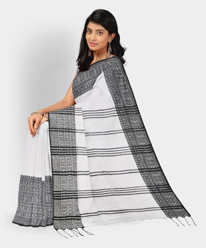 Image of eC ESHA'S COLLECTION Women's Cotton Blend Begumpuri Handloom Saree With Unstitched Running Blouse Piece