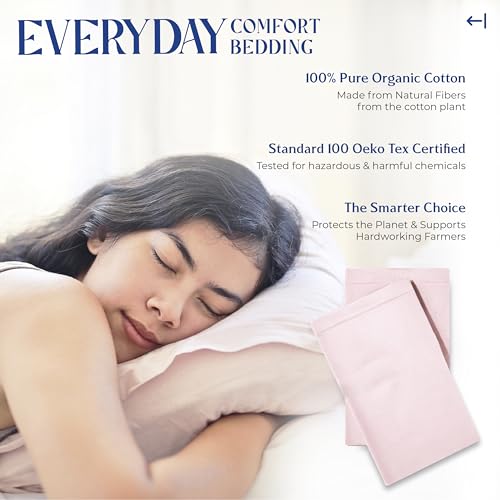 Image of Mayfair Linen Organic Cotton King Pillow Cases Set of 2 (21 inch x 40 inch), Blush