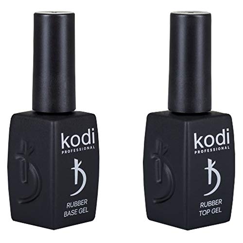 Kodi Professional BEST SET 2in1 Rubber BASE 12ml. + Rubber TOP 12ml.   0.4 fl oz Gel LED UV Nail Polish Coat Soak Off Original New Design
