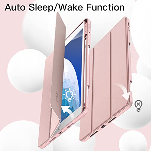Image of JETech Cover Case for iPad Pro 10.5-Inch and iPad Air 3 (10.5-Inch 2019, 3rd Generation) with Pencil Holder, Slim Tablet Cover with Soft TPU Back, Auto Wake /Sleep (Rose Gold)