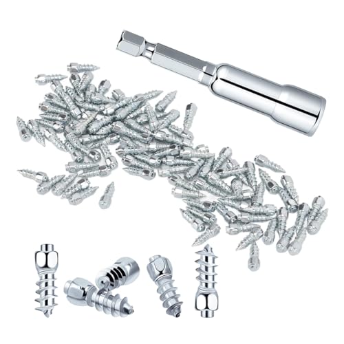 50PCS 12mm Carbide Screw Tire Studs with Installation Tool - Anti-Slip Wheel Tire Snow Studs - Wheel Winter Snow Tire Spikes Trim Auto Accessories for Car Truck Bicycle Boot Motorcycle ATV SUV Shoes