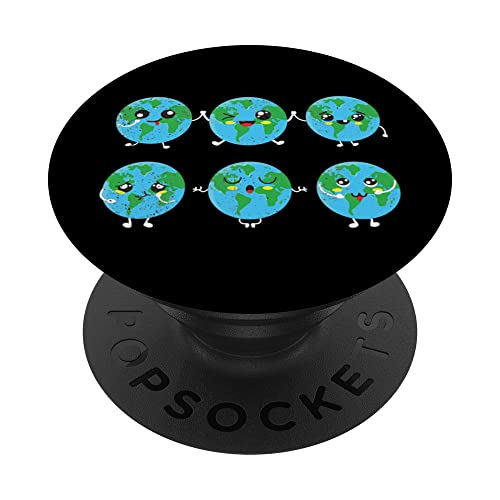 Vintage Kawaii Earth Face Cute Earth Day PopSockets PopGrip Intercambiable