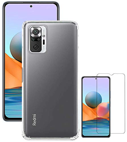 Image of Soft Flexible Silicone Back Cover (Xiaomi Redmi Note 10 Pro Max, Transparent Case + Screen Guard)