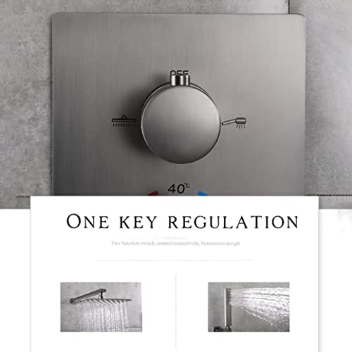 Douche effet pluie 10 pouces et mitigeur thermostatique encastré gris pour spa à la maison