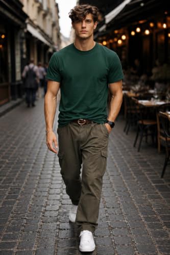 Image of INKKR Men's Solid Round Neck Half Sleeve Classic Cotton Bio-wash T-Shirt | Crew Neck Cotton Tshirt for Men