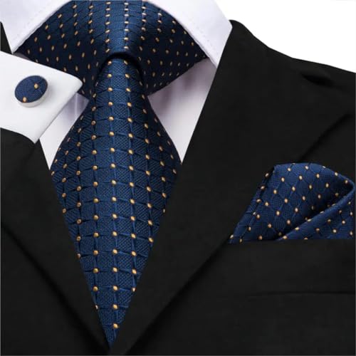 Corbata de Seda Azul para Hombre JSEIAJB 150cm miniatura 2