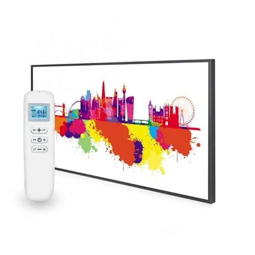 Mirrorstone Urban 580w Smart Wi-Fi Infrared Picture Heater, Electric Heating Panel, Low Consumption Home Living Room (London Skyline Splash)