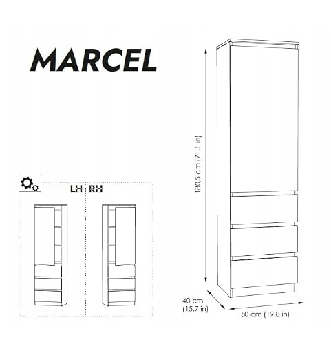 Armoire 50 cm 3 tiroirs + étagère ouverte SARA
