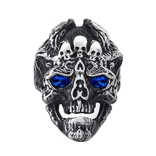 Bague tête de mort pour homme en acier inoxydable style punk pirate