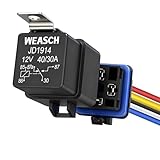 Weasch Waterproof Relay Kit, 12V 40A/30A, 5 Pin SPDT, Heavy Duty 14 AWG Tinned Copper Wires Automotive Relay and Harness Set for Automotive Car Marine Boat