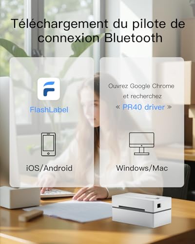 Imprimante d'étiquettes thermiques Bluetooth Inateck sans fil 4x6 compatible iPhone et Android - 2