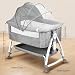 NIKYJM Beistellbett Baby,3 in 1 Babybett 6 Fach Höhenverstellung und Neigungsverstellung mit Bremse Stubenwagen Baby Tragbares Kinderbett für Zuhause und Unterwegs