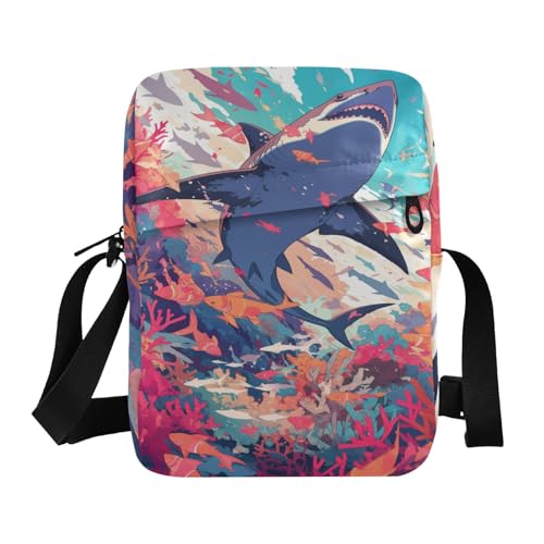 Corals Shark messenger bags Crossbody Small Bag For Women Woman Cross Body Purse Adjustable Strap for outdoor sports work