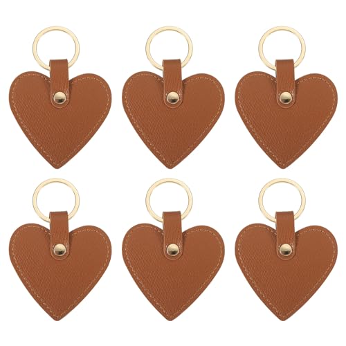 Porte-clés cœur en cuir marron PATIKIL lot de 6 fobs avec anneau métallique pour badge ID