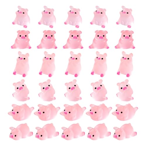 BIFHIG 30 leitões mate rosados, brinquedos de leitão de resina, acessórios de bricolage feitos à mão, ornamentos de secretária.