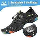 Mishansha Mens Womens Water Shoes Quick Dry Barefoot for Swim Diving Surf Aqua Sports Pool Beach Walking Yoga Black 9.5