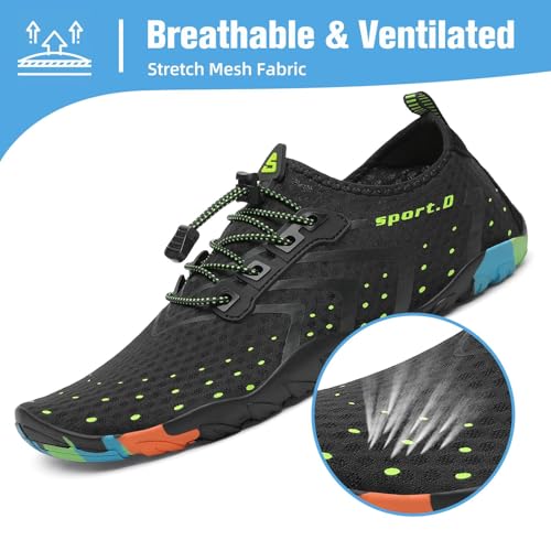 Mishansha Mens Womens Water Shoes Quick Dry Barefoot for Swim Diving Surf Aqua Sports Pool Beach Walking Yoga Black 9.5