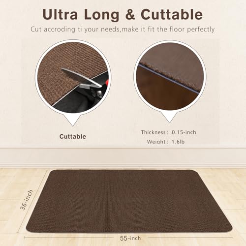 Image of Sycoodeal Office Chair Mat for Hardwood Floor,Office Computer Gaming Chair Mat for Tile Floor,Large Floor Protector Rug,Anti-Slip,Easy to Clean,Coffee(55 inchx36 inch)