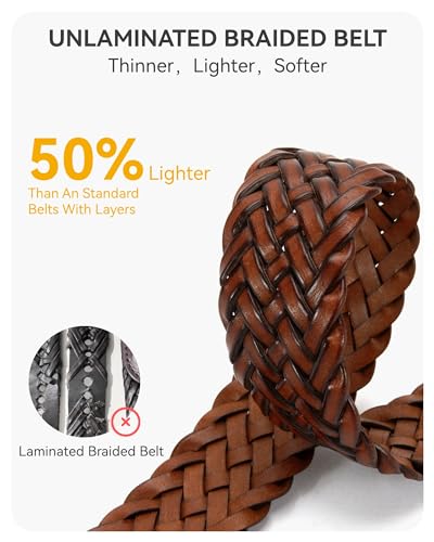 CHAOREN Braided Belts Men Leather - 1 3/8" Casual Woven Belts for Men - Handcrafted Softness for Jeans2