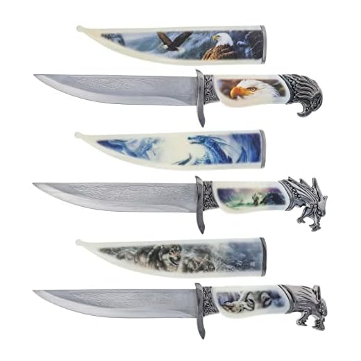 ASR Outdoor 3pc Animal Head Fixed Blade Ornamental Dagger Collector Knife Decorative Gift Set, Wolf Eagle and Dragon